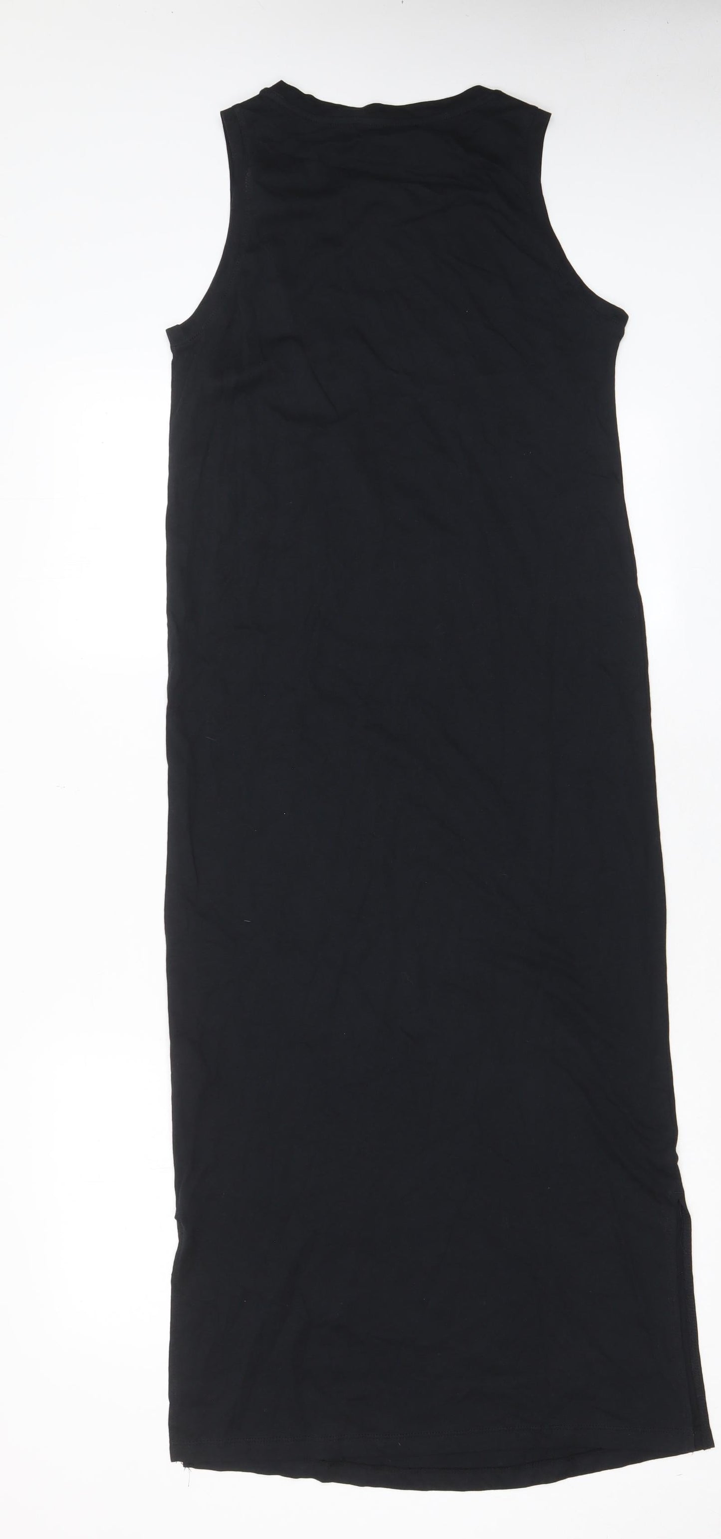 Marks and Spencer Womens Black Cotton Tank Dress Size 6 Crew Neck Pullover