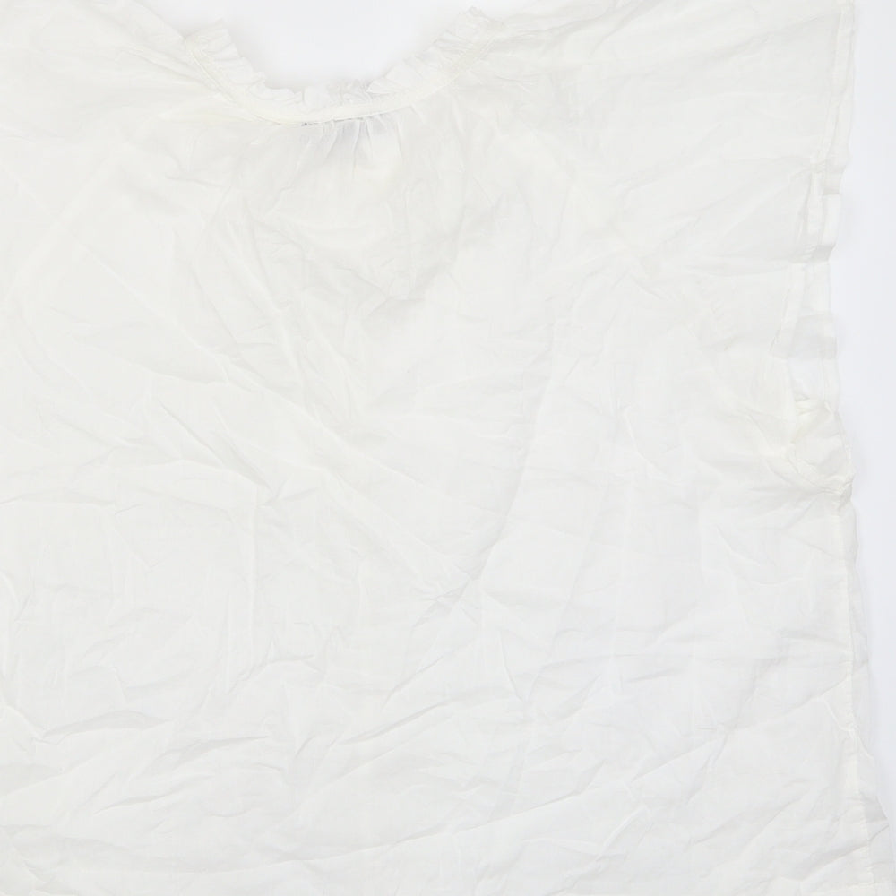 Gap Womens White Cotton Basic T-Shirt Size L Crew Neck - Keyhole neck