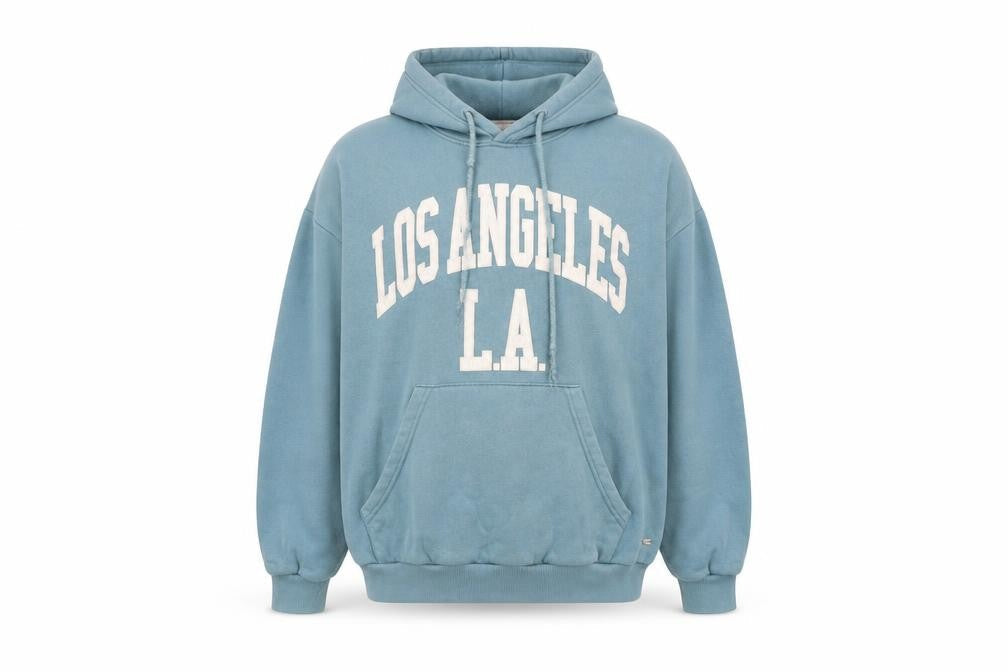 Pull&Bear Mens Blue Polyester Pullover Hoodie Size M - Logo