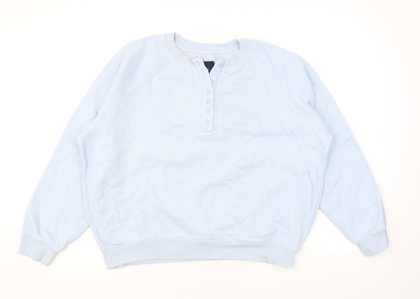 Crew Clothing Womens Blue Cotton Pullover Sweatshirt Size 12 Button