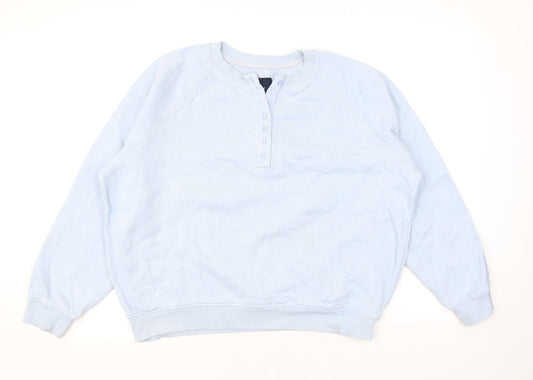 Crew Clothing Womens Blue Cotton Pullover Sweatshirt Size 12 Button