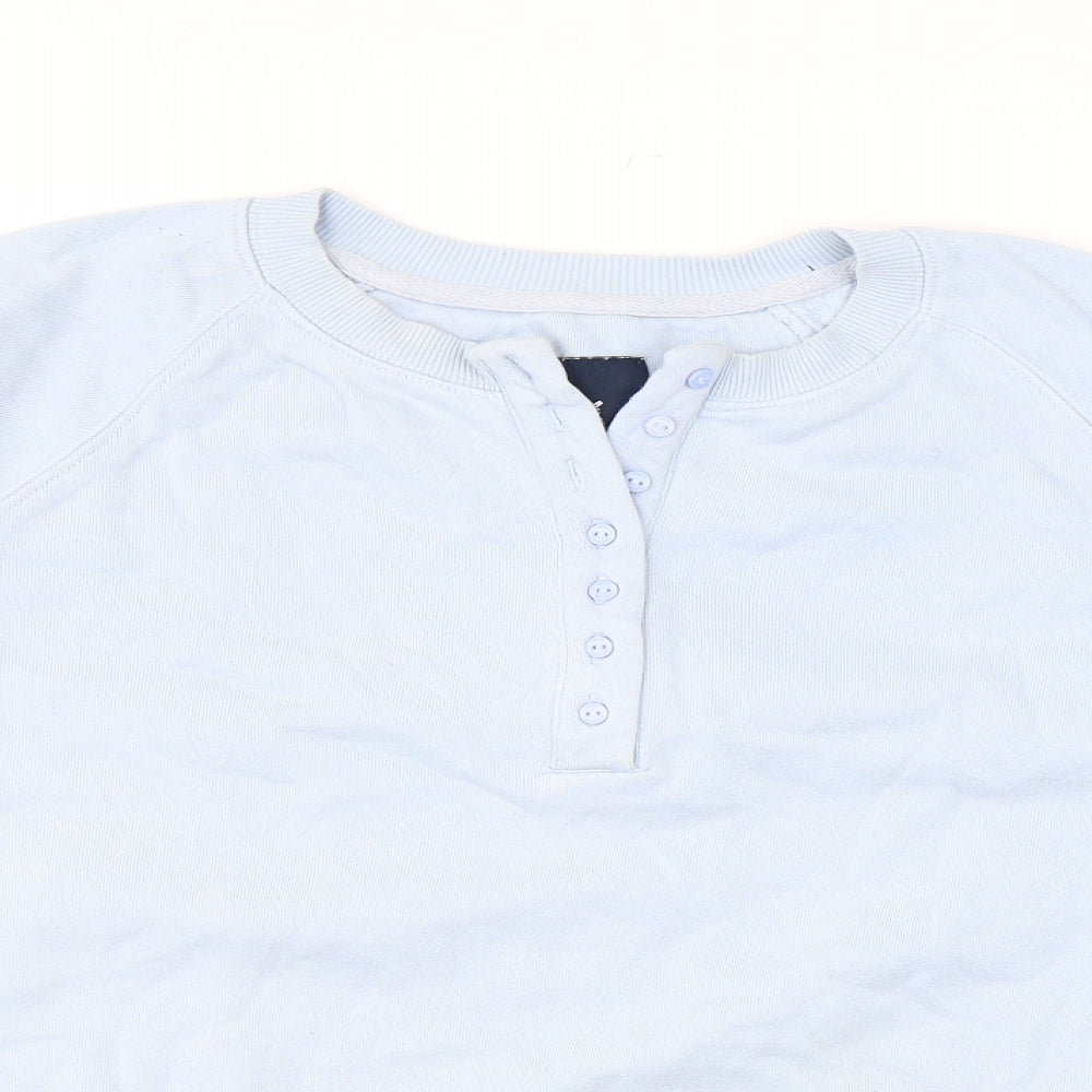 Crew Clothing Womens Blue Cotton Pullover Sweatshirt Size 12 Button