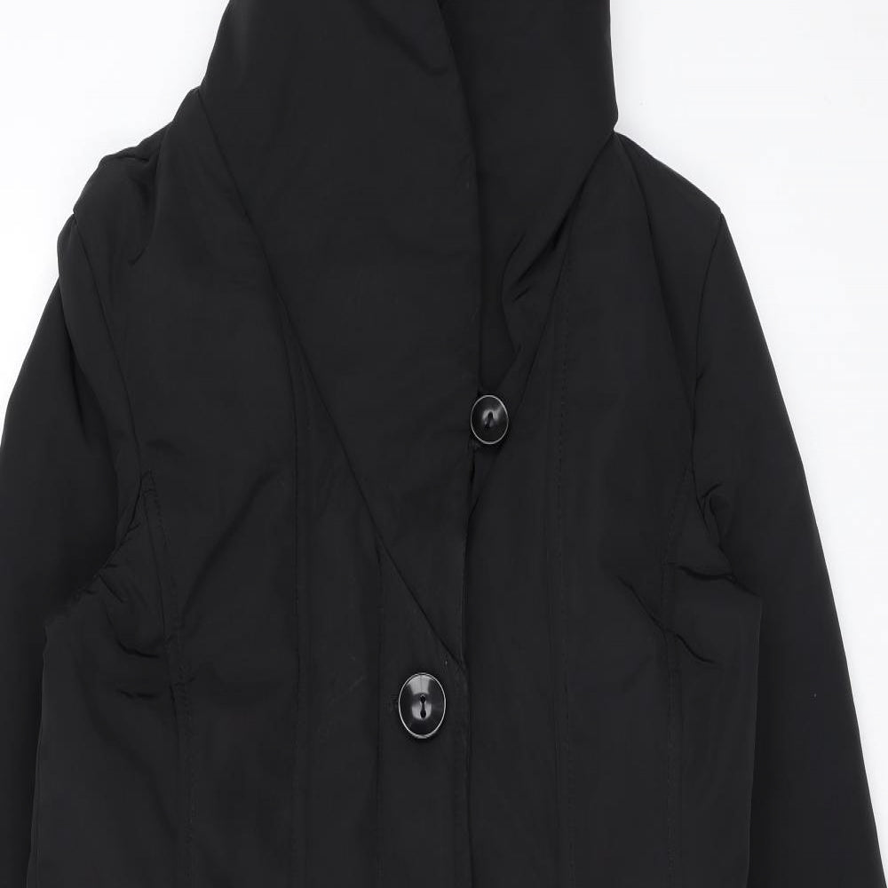 Minuet Womens Black Rain Coat Coat Size 8 Zip