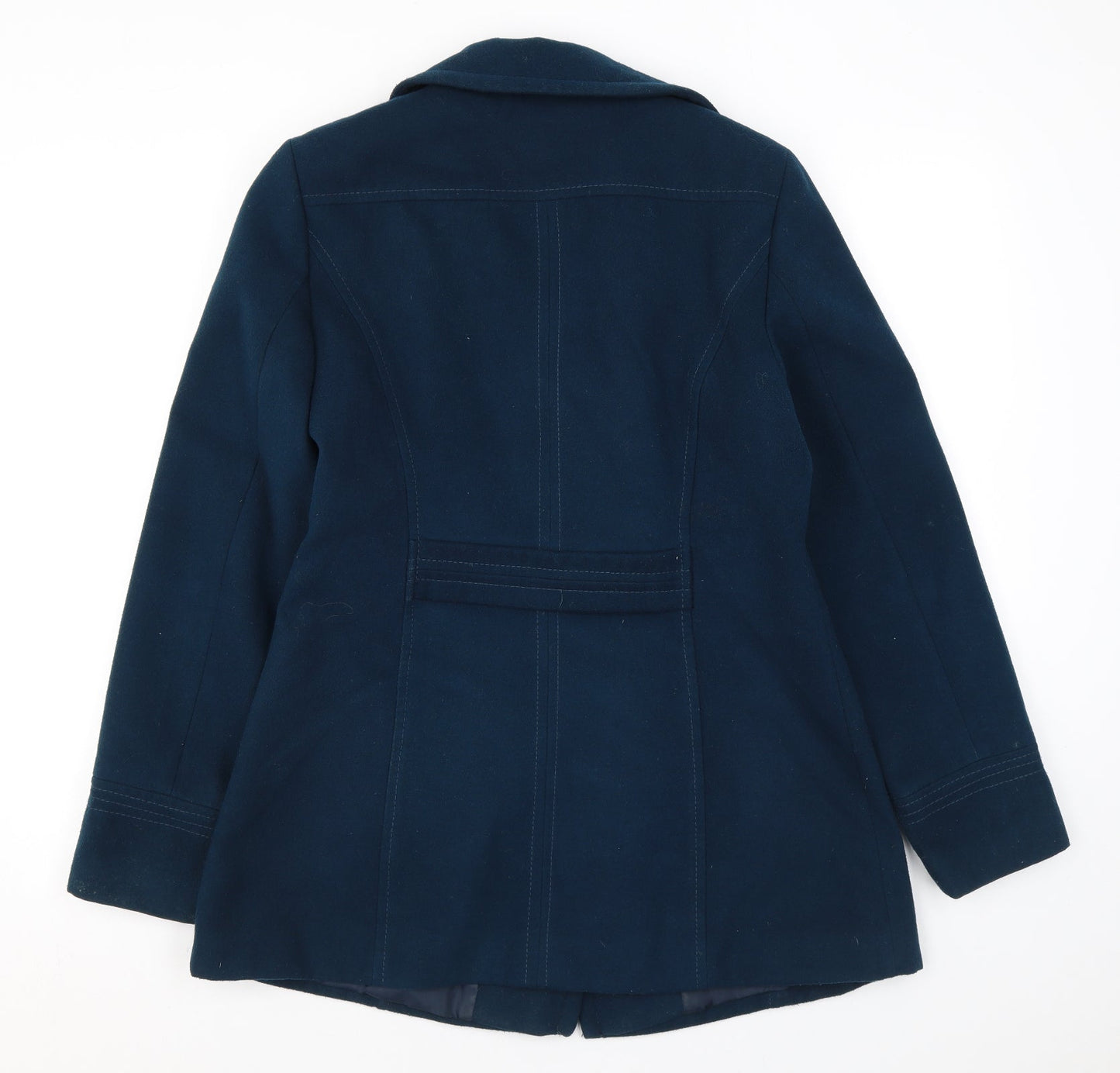 BHS Womens Blue Pea Coat Coat Size 12 Button