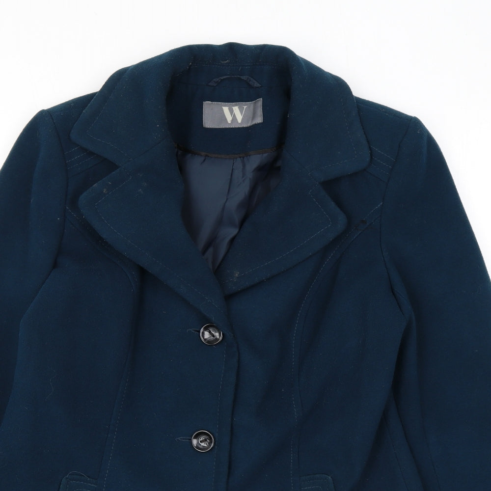 BHS Womens Blue Pea Coat Coat Size 12 Button