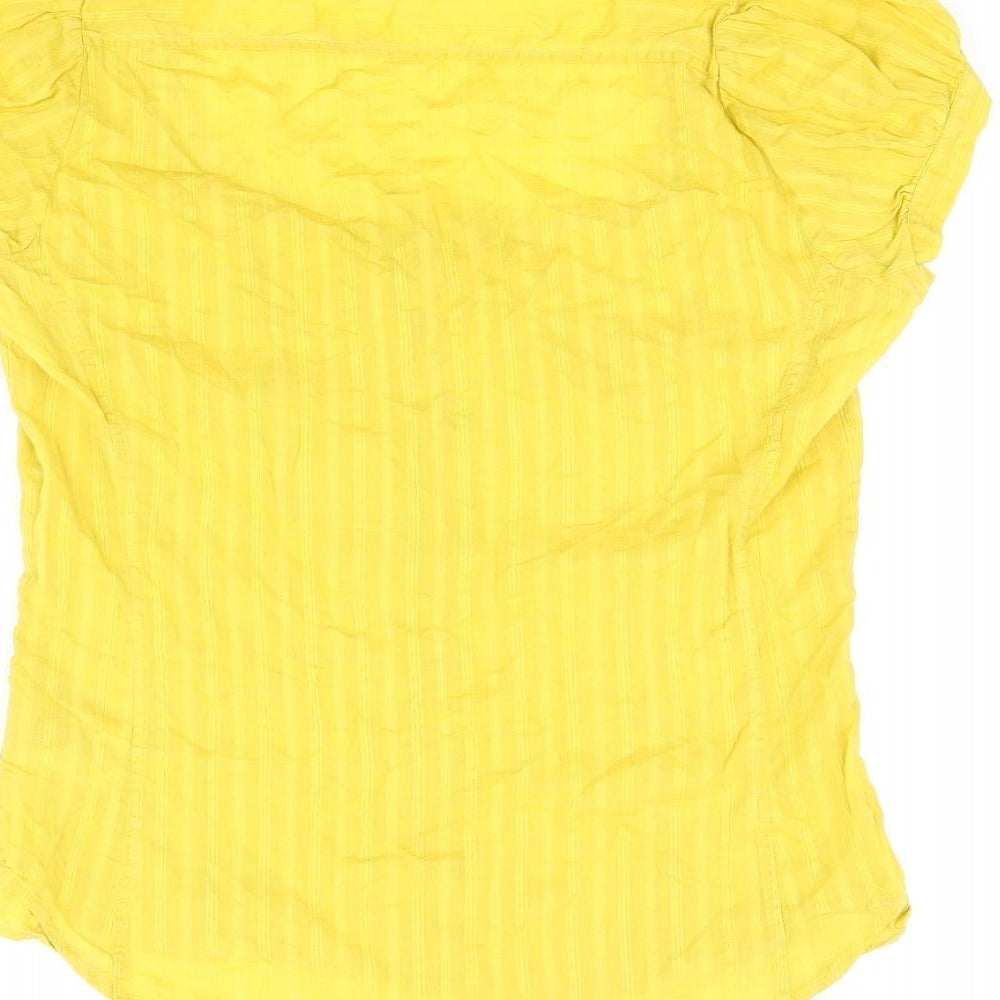 Tiger of Sweden Womens Yellow Geometric Cotton Basic Button-Up Size 10 Scoop Neck