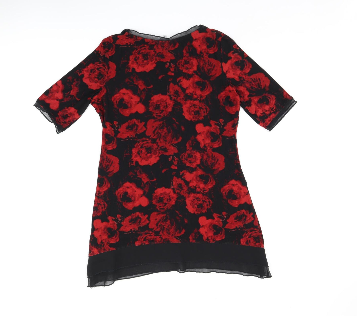 Per Una Womens Black Floral Polyester Basic Blouse Size 10 Scoop Neck