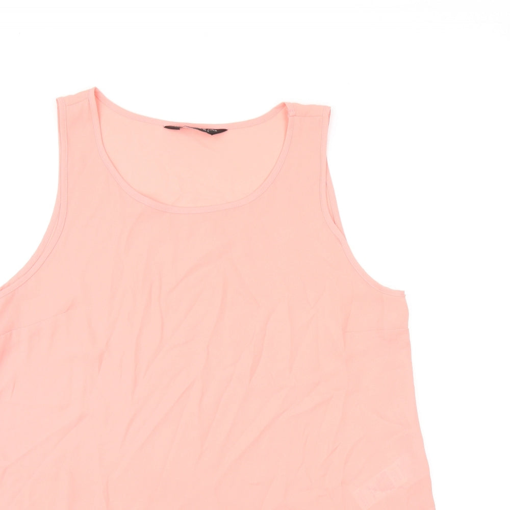 Dorothy Perkins Womens Pink Polyester Basic Tank Size 10 Scoop Neck - Split Hem