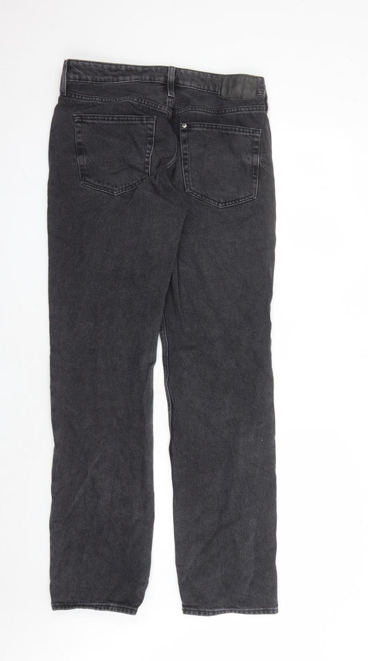 H&M Womens Black Cotton Straight Jeans Size 10 L31 in Regular Zip