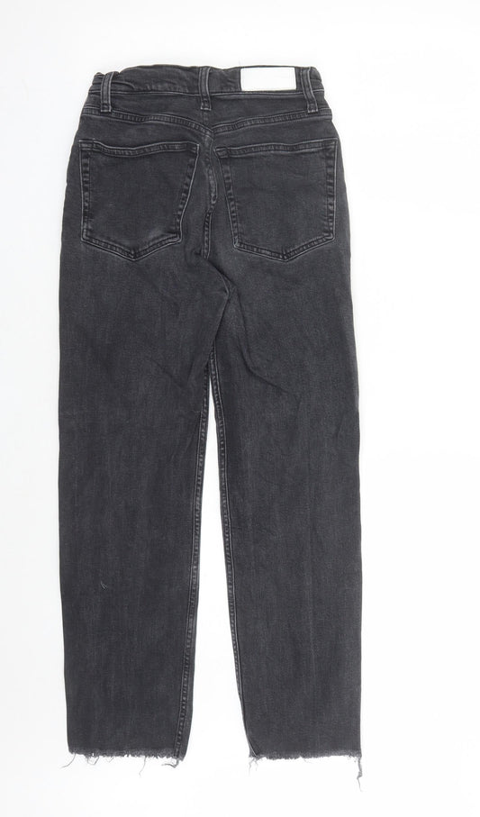 Re/Done Womens Black Cotton Straight Jeans Size 28 in L25 in Regular Button - Raw Hems