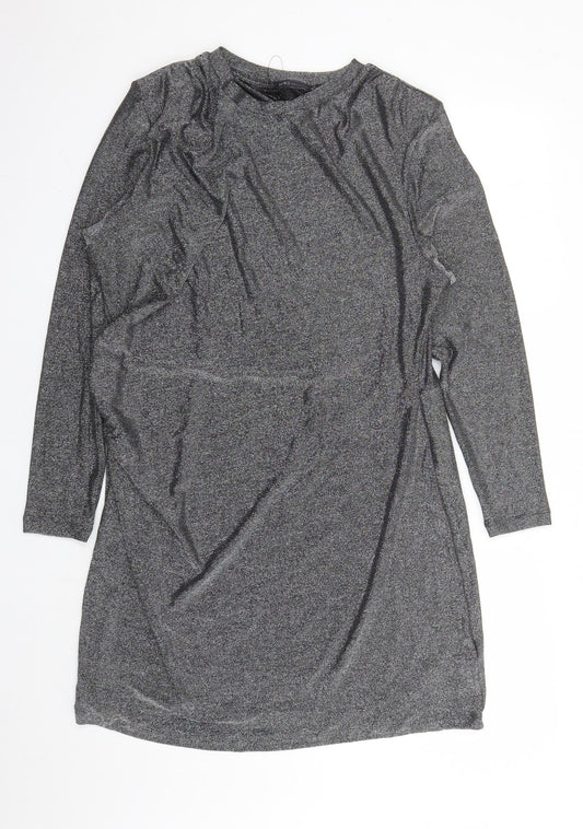 Marks and Spencer Womens Silver Polyamide A-Line Size 20 Round Neck Pullover - Shoulder Pads