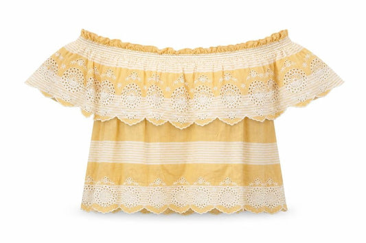 Womens UK Size XS American Eagle Outfitters Yellow Cotton Blouse