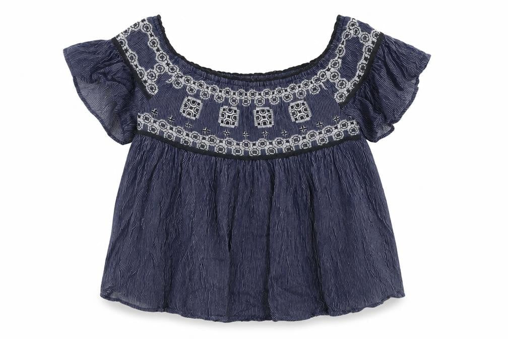 Womens UK Size XS American Eagle Outfitters Blue Cotton Blouse