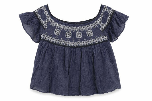 Womens UK Size XS American Eagle Outfitters Blue Cotton Blouse
