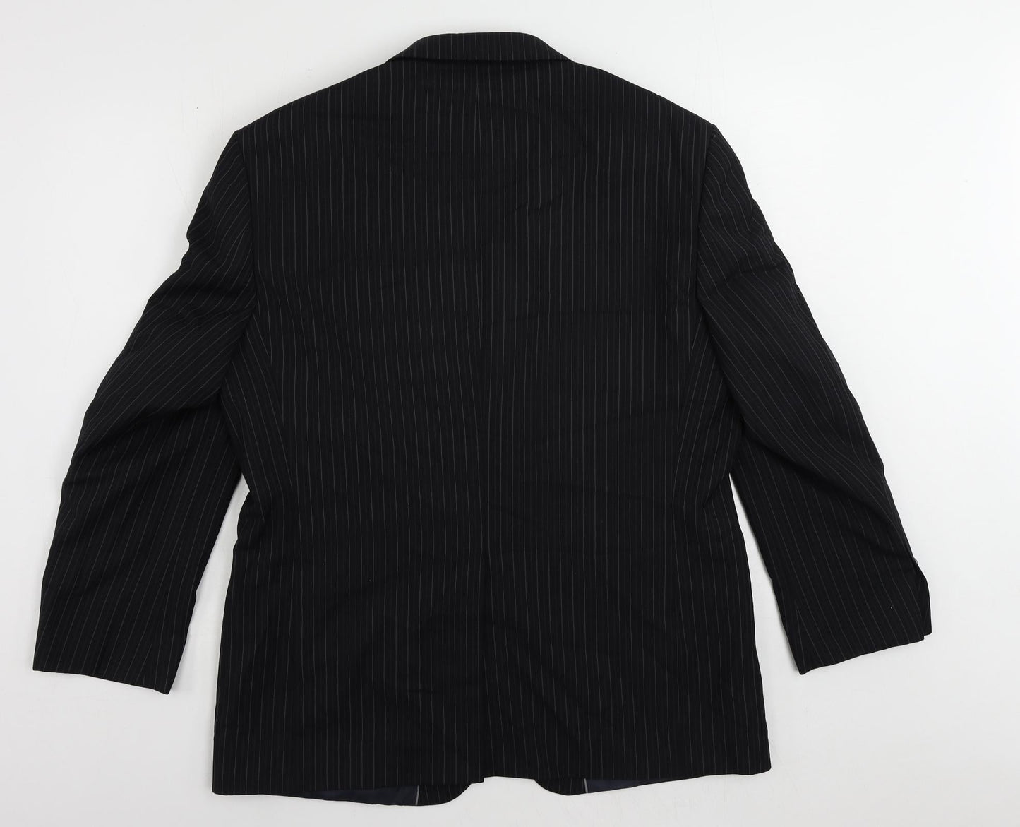Marks and Spencer Mens Black Striped Polyester Jacket Suit Jacket Size 42 Regular