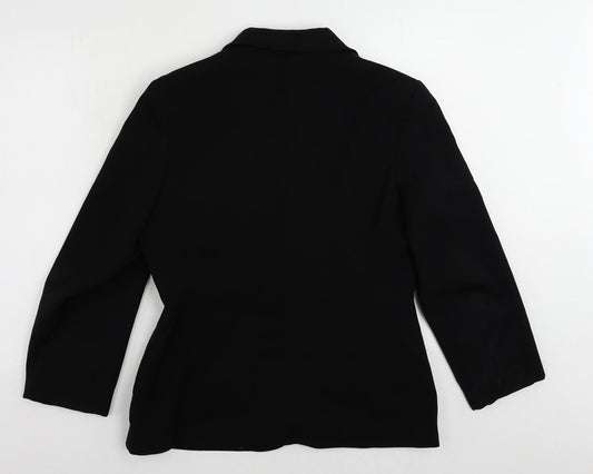 AMARANTO Womens Black Jacket Blazer Size 14 Button