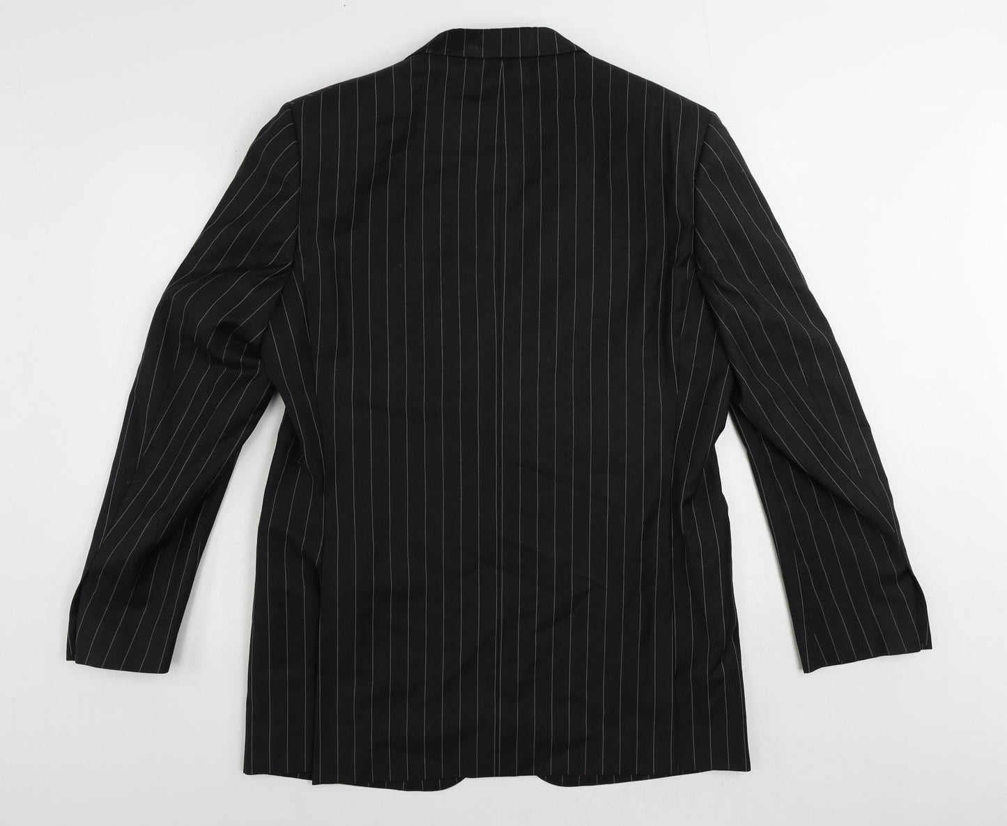 Marks and Spencer Mens Black Striped Wool Jacket Suit Jacket Size 42 Regular