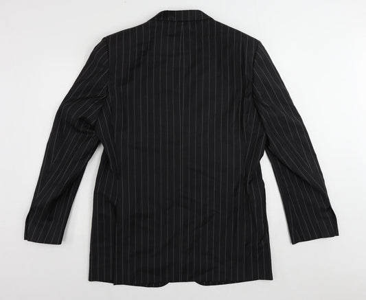 Marks and Spencer Mens Black Striped Wool Jacket Suit Jacket Size 42 Regular
