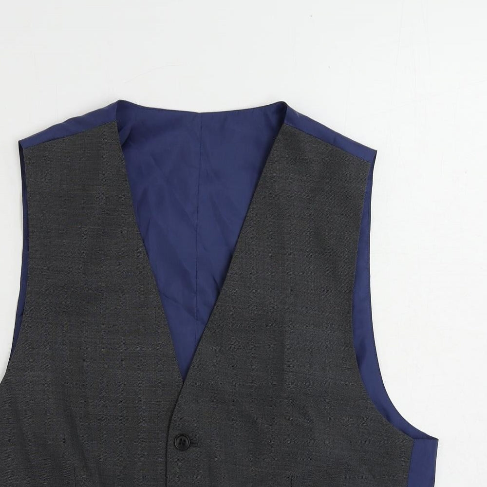 Marks and Spencer Mens Grey Wool Jacket Suit Waistcoat Size 36 Regular