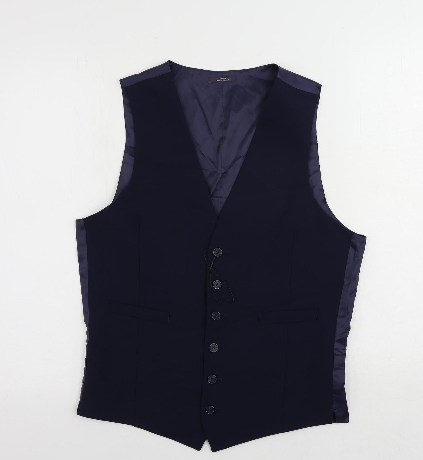 Marks and Spencer Mens Blue Wool Jacket Suit Waistcoat Size 40 Regular