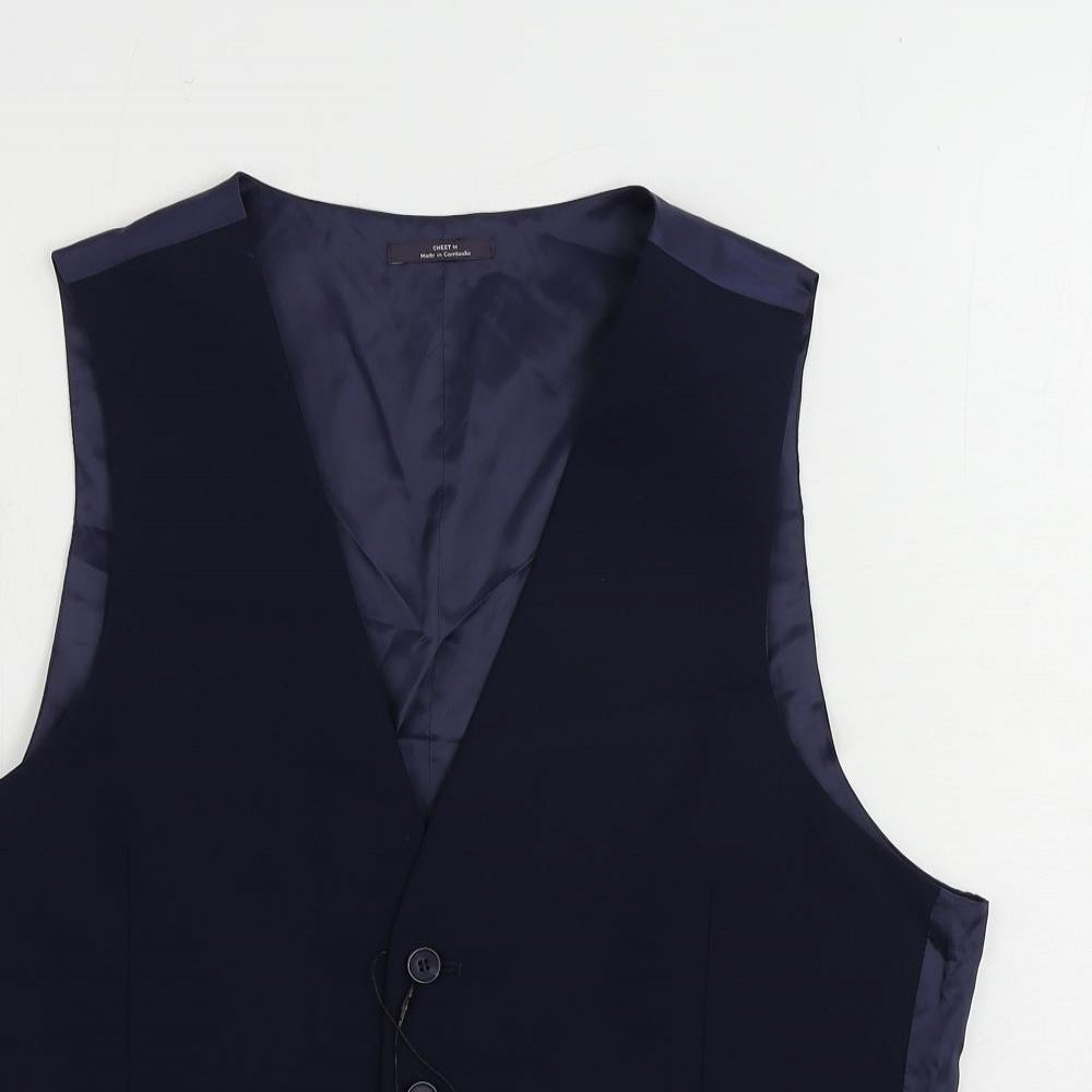 Marks and Spencer Mens Blue Wool Jacket Suit Waistcoat Size 40 Regular