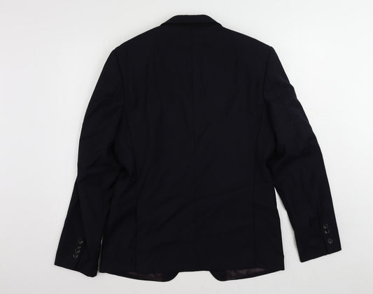 Frank Tailor Mens Blue Wool Jacket Suit Jacket Size 42 Regular