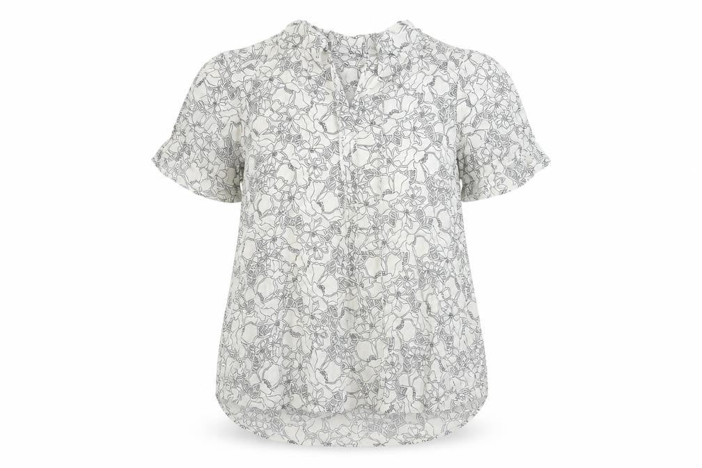 Marks and Spencer Womens White Floral Viscose Basic Blouse Size 12 V-Neck