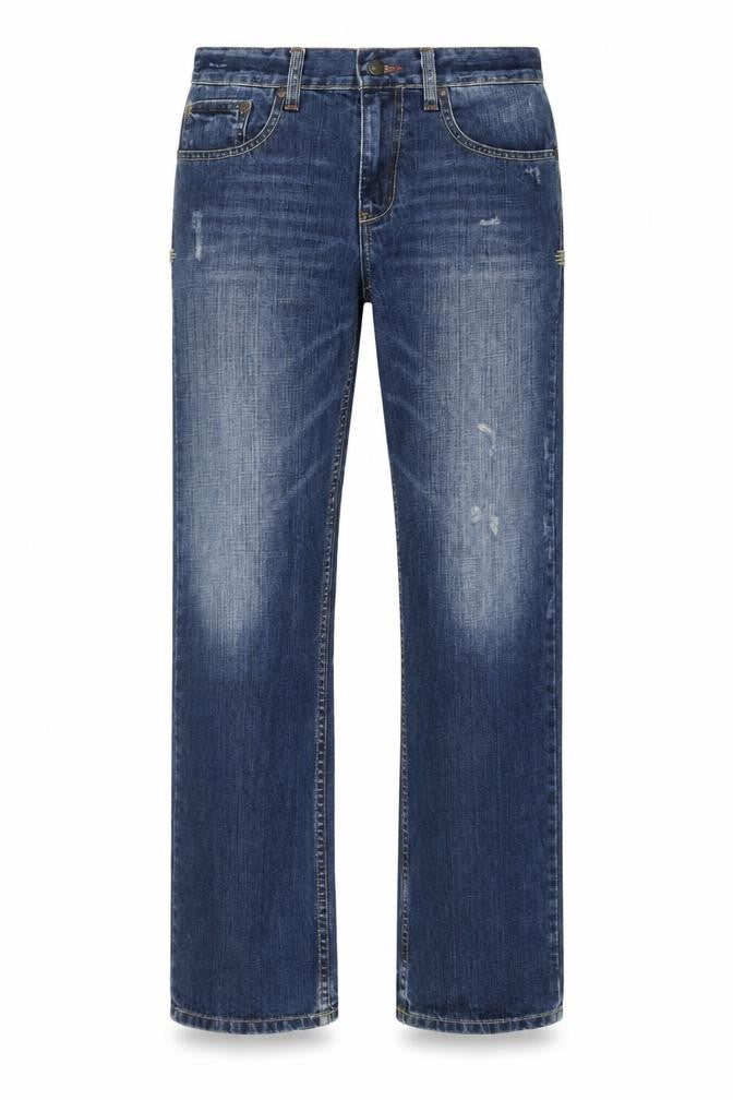 Johnnie Mens Blue Cotton Straight Jeans Size 30 in L30 in Regular Button