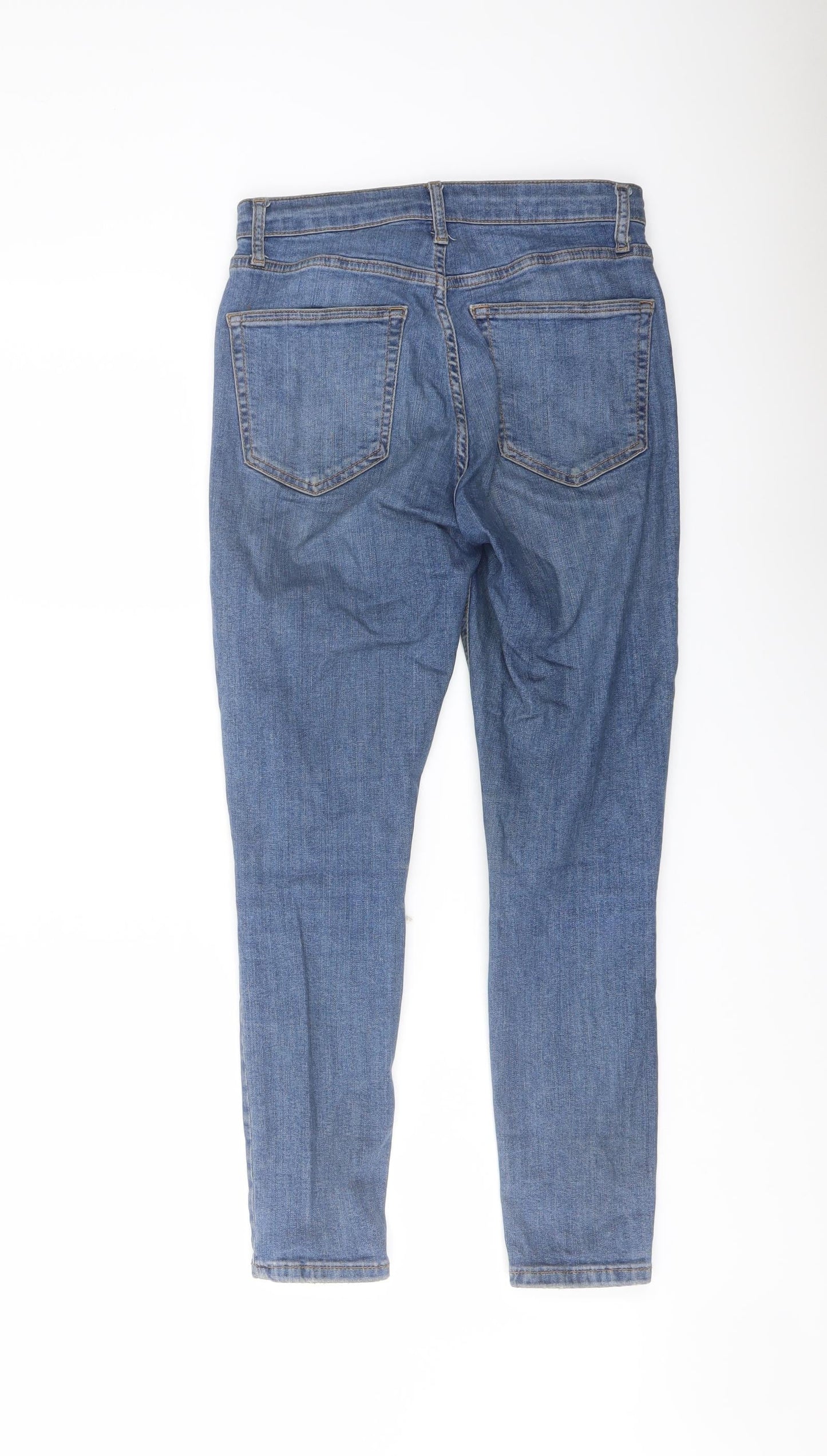 Topshop Womens Blue Cotton Skinny Jeans Size 28 in L25 in Regular Button