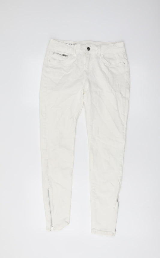 Marks and Spencer Womens Ivory Cotton Skinny Jeans Size 10 L26 in Regular Button