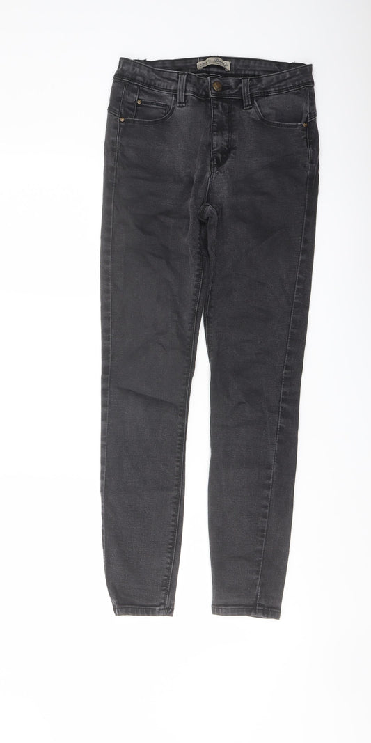 Denim & Co. Womens Grey Cotton Skinny Jeans Size 10 L27 in Regular Button