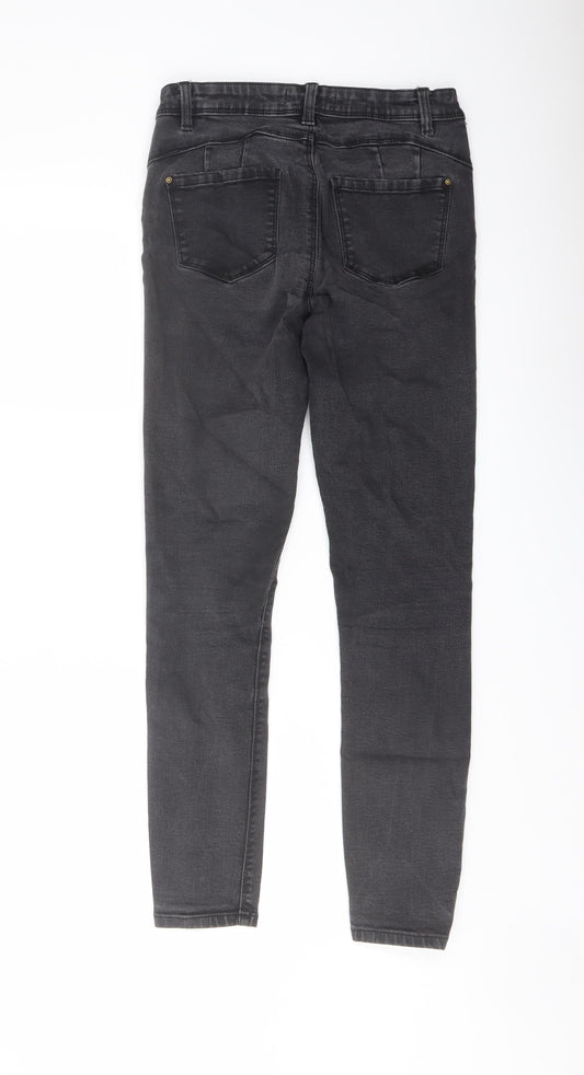 Denim & Co. Womens Grey Cotton Skinny Jeans Size 10 L27 in Regular Button