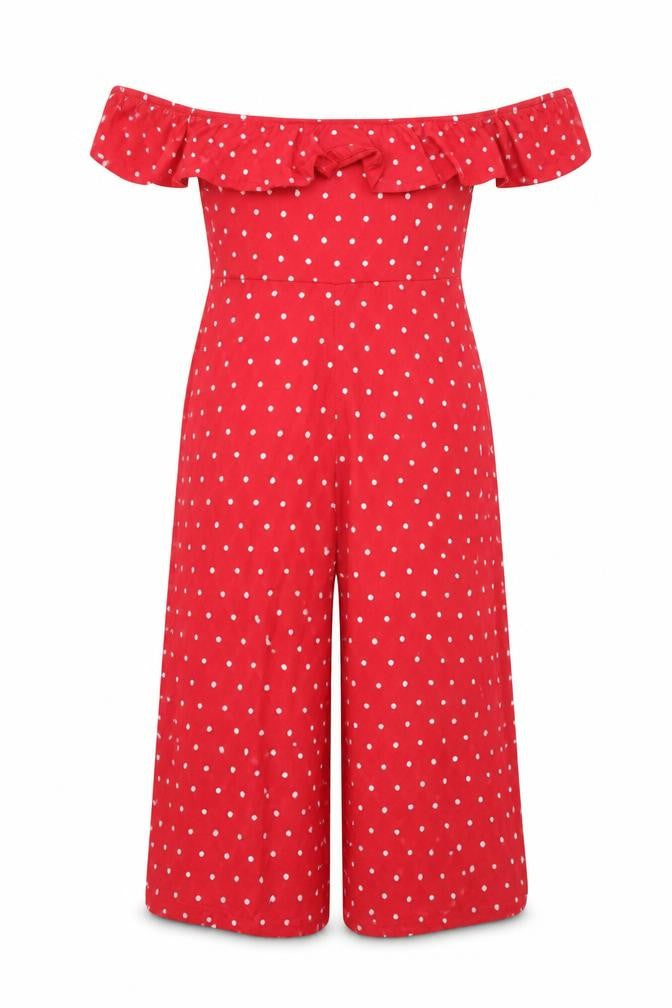Missguided Womens Red Polka Dot Polyester Jumpsuit One-Piece Size 10 L20 in Pullover