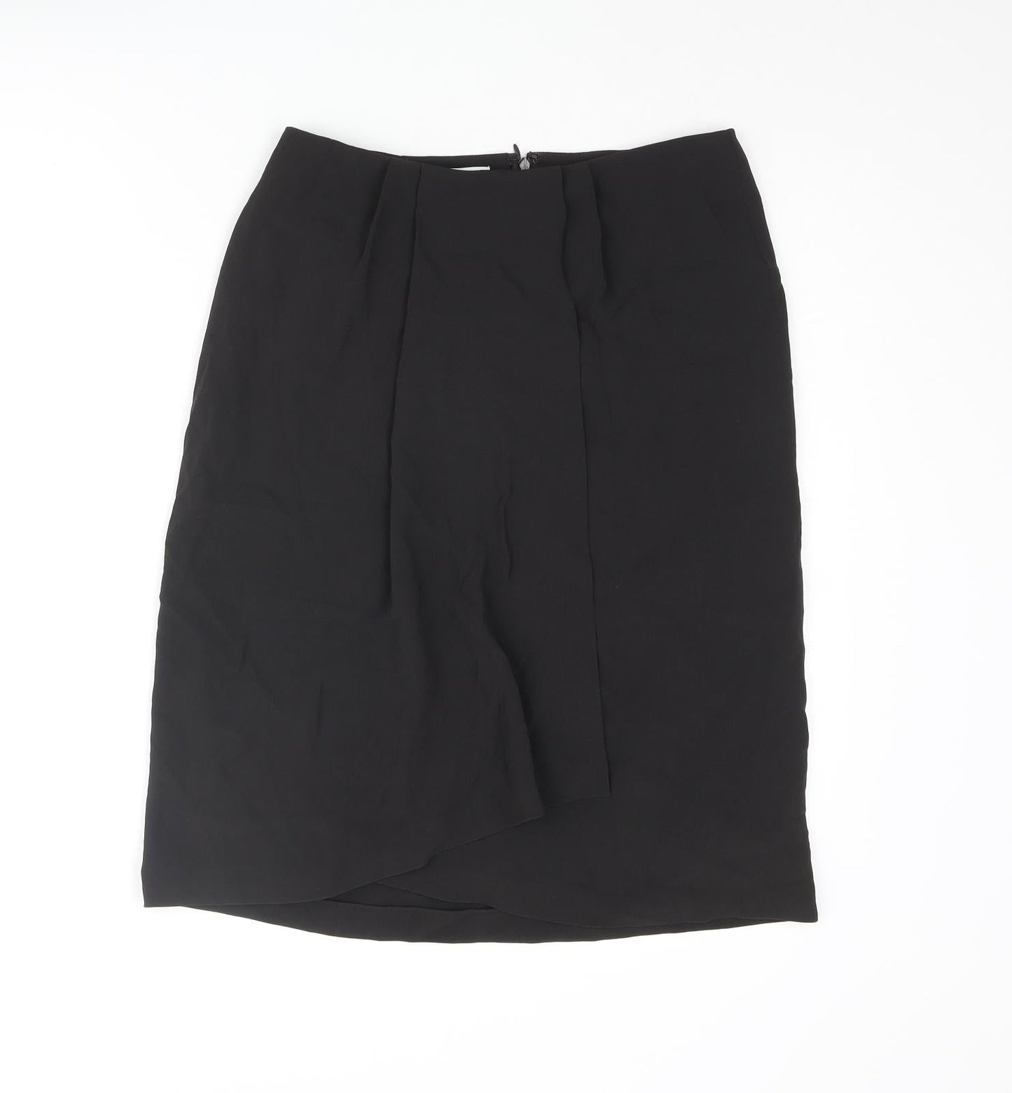 Max Mara Womens Black Cupro Straight & Pencil Skirt Size 10 Zip - Wrap Style