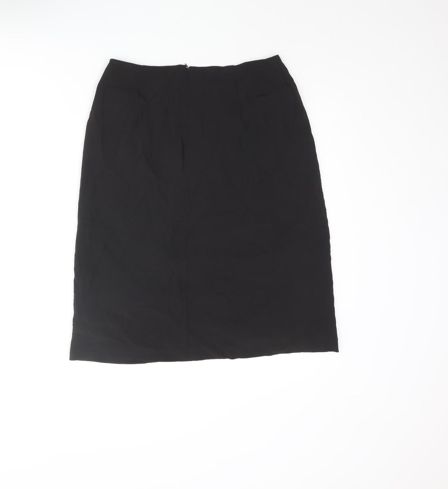Max Mara Womens Black Cupro Straight & Pencil Skirt Size 10 Zip - Wrap Style