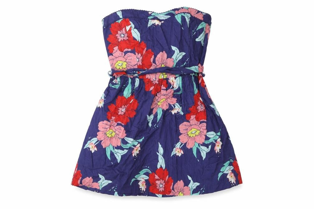 Floozie Womens Multicoloured Floral Cotton Fit & Flare Size 12 Square Neck Zip - Belted