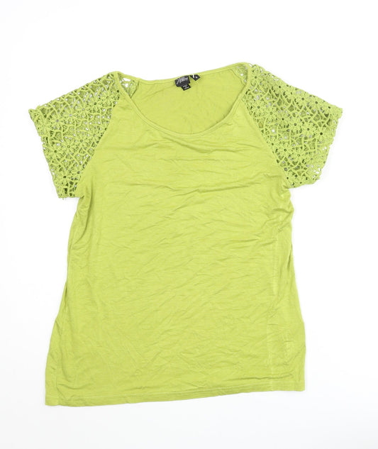 Kerri Kelsey Womens Green Viscose Basic Blouse Size S Round Neck - Lace Sleeve