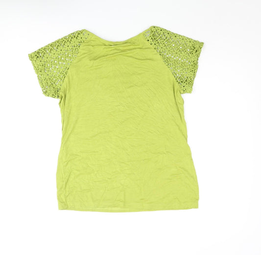 Kerri Kelsey Womens Green Viscose Basic Blouse Size S Round Neck - Lace Sleeve