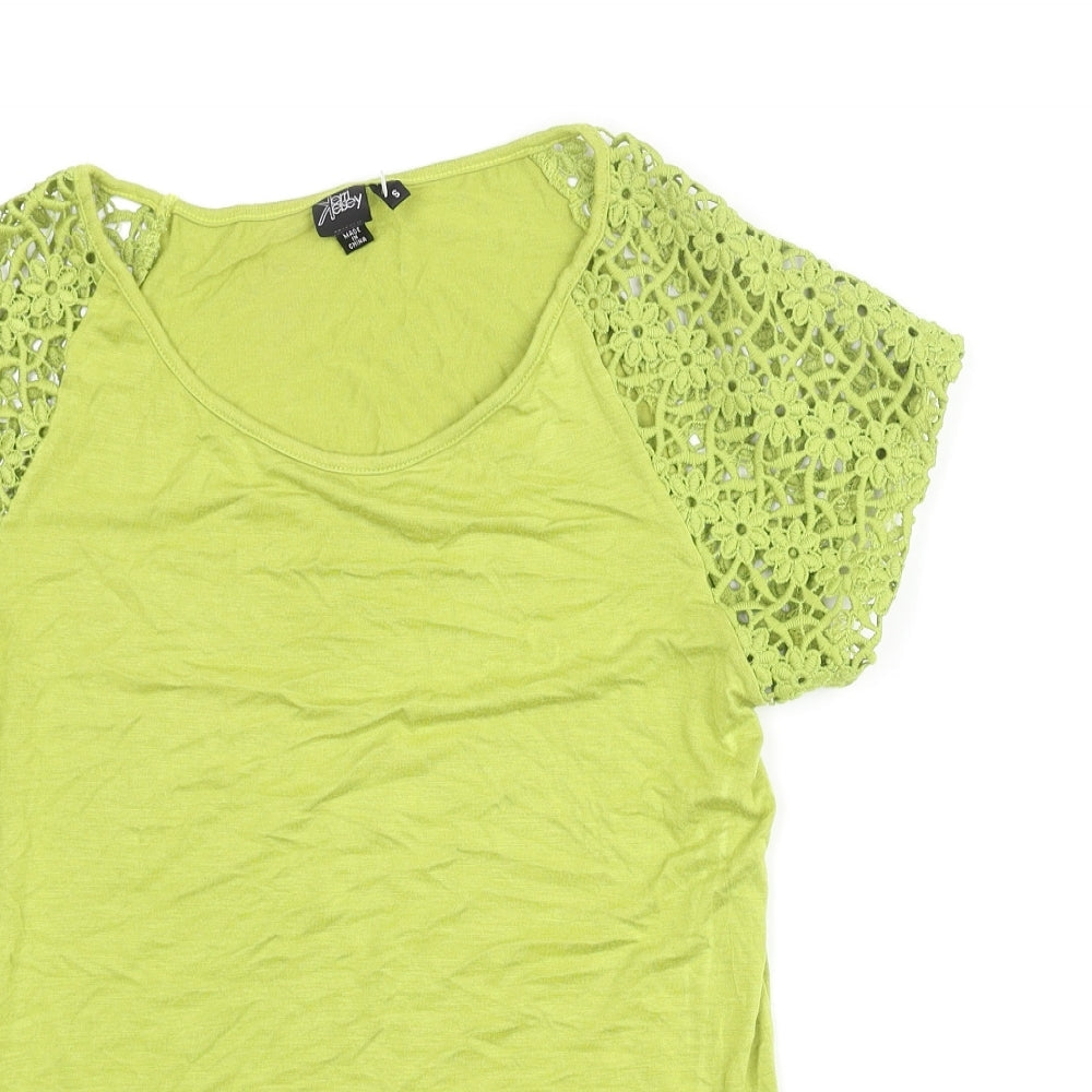 Kerri Kelsey Womens Green Viscose Basic Blouse Size S Round Neck - Lace Sleeve