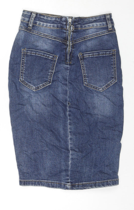 Jeans Wear Womens Blue Cotton A-Line Skirt Size XS Zip