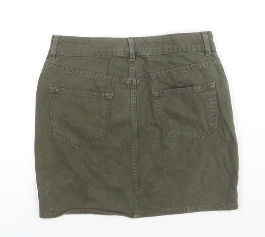 New Look Girls Green Cotton Mini Skirt Size 11 Years Regular Zip