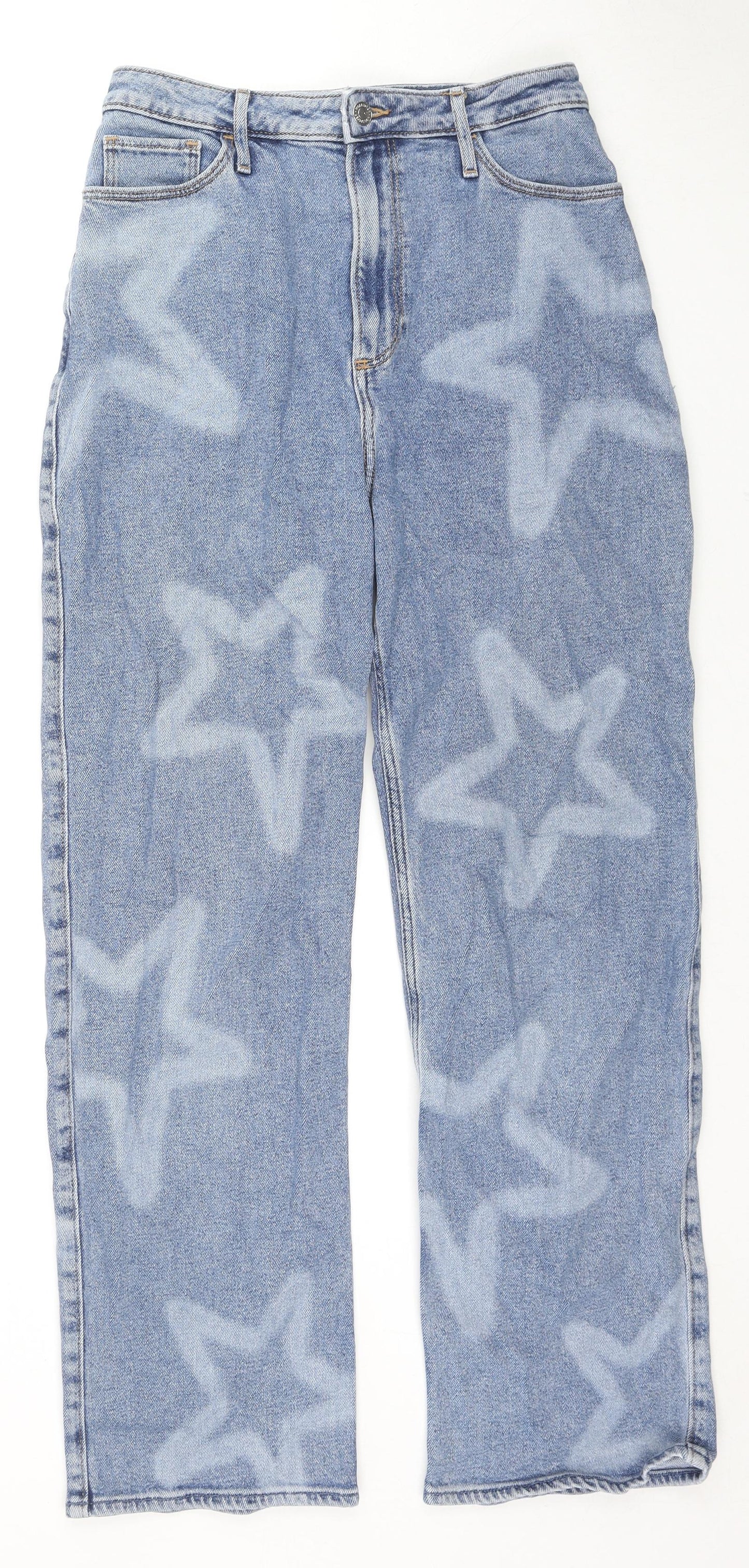Hollister Womens Blue Geometric Cotton Straight Jeans Size 27 in L31 in Regular Zip - Stars