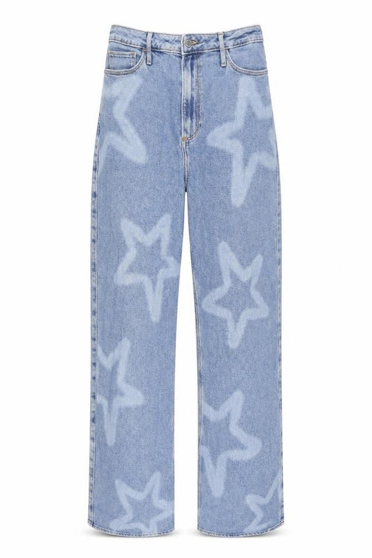 Hollister Womens Blue Geometric Cotton Straight Jeans Size 27 in L31 in Regular Zip - Stars