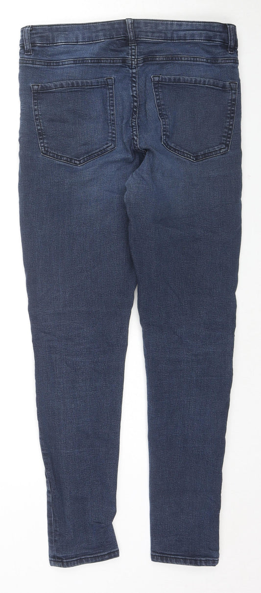 Marks and Spencer Womens Blue Cotton Skinny Jeans Size 12 L27 in Regular Zip