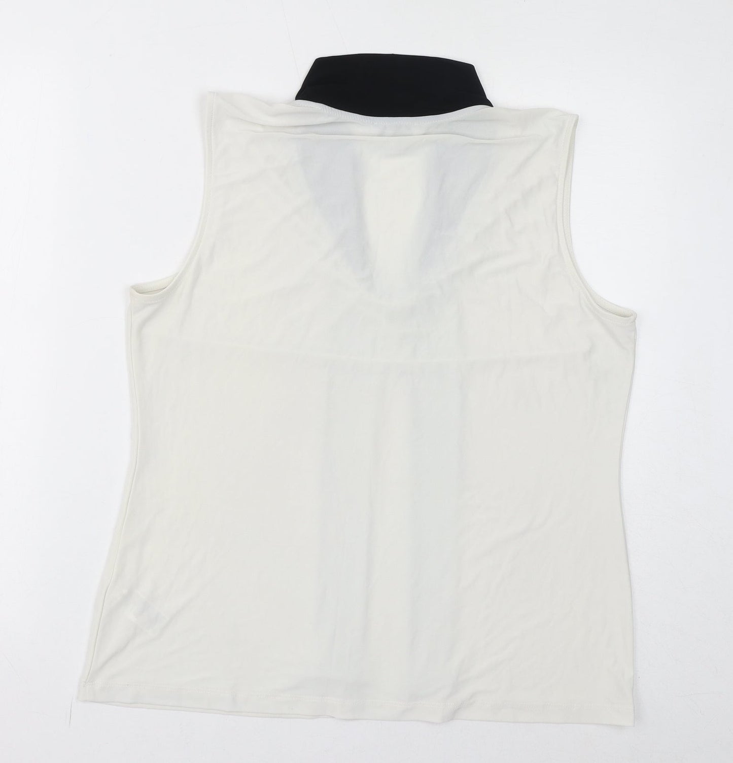 Tahari Womens White Polyester Basic Tank Size L Round Neck - Sheer