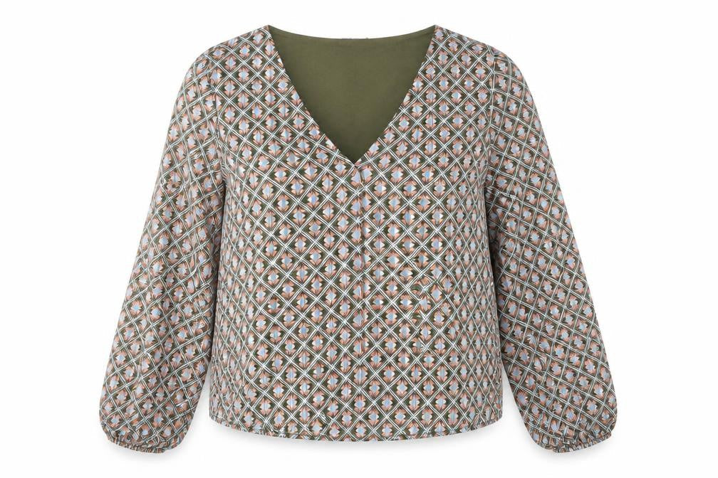 Only Womens Green Polyester Basic Blouse Size S V-Neck - Sparkle