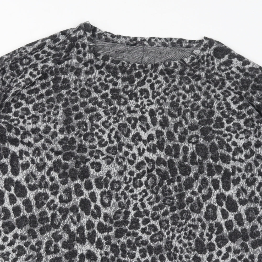 Yours Womens Grey Animal Print Polyester Basic Blouse Size 16 Round Neck - Leopard Print