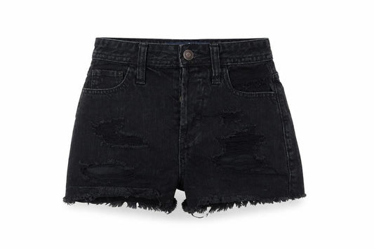 Hollister Womens Black Cotton Cut-Off Shorts Size 23 in L3 in Regular Zip - Distressed, Pockets