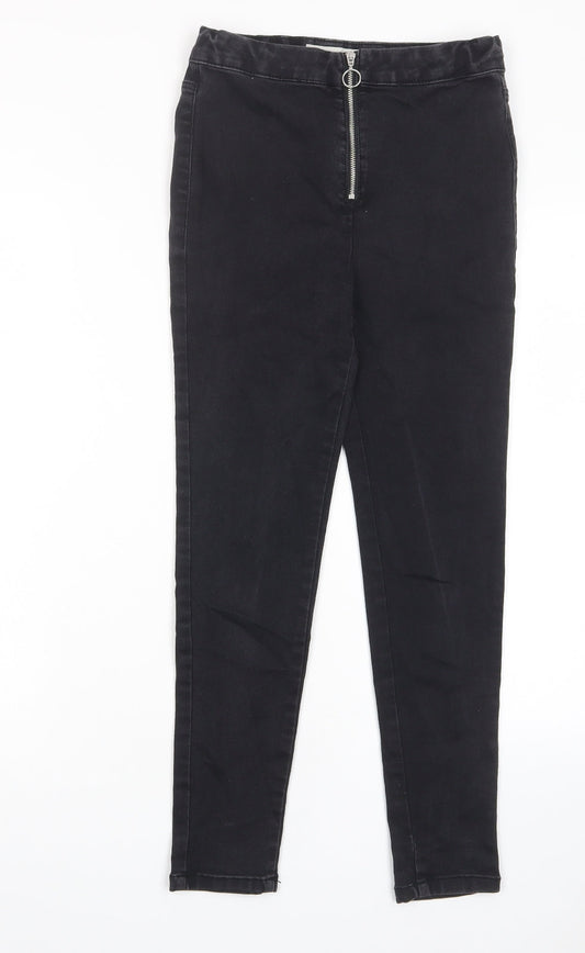 Denim & Co. Girls Grey Cotton Skinny Jeans Size 12-13 Years L26 in Regular Zip - Pockets, Adjustable Waist