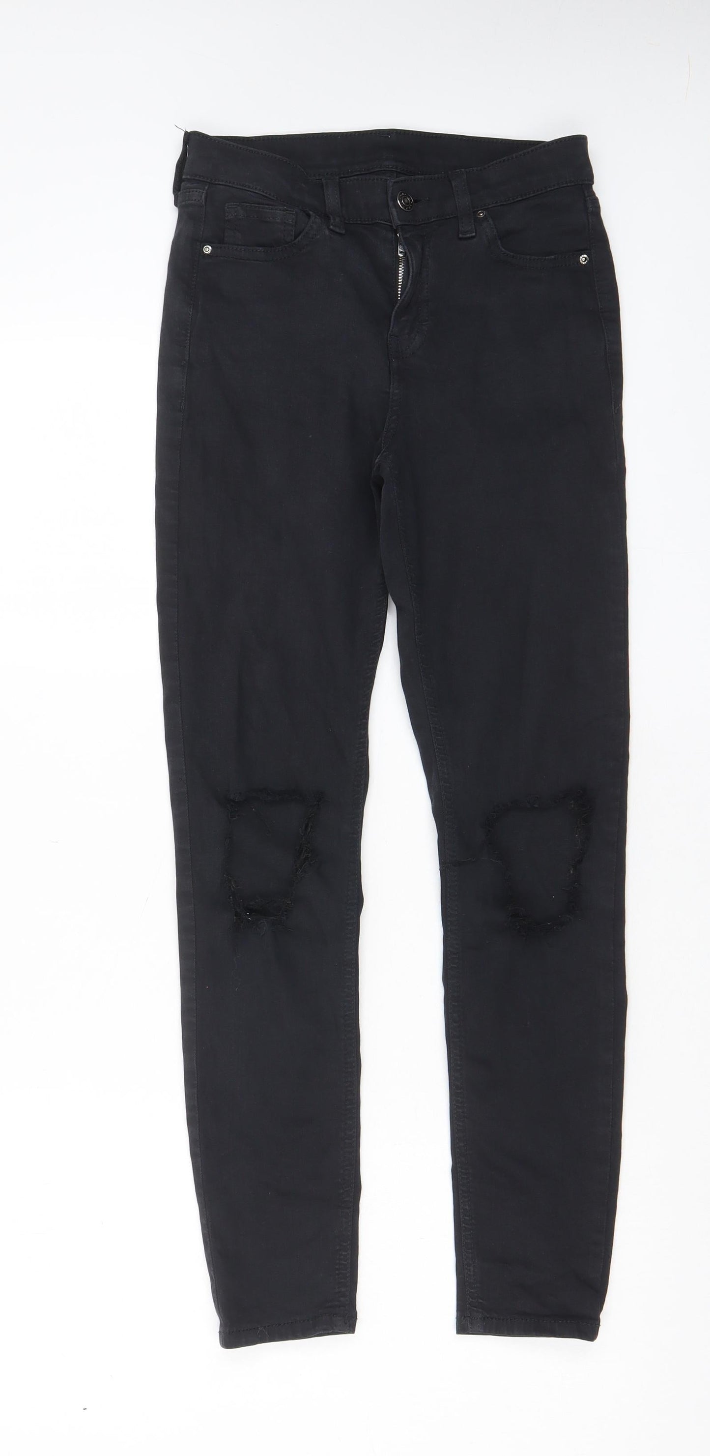 Topshop Womens Black Cotton Skinny Jeans Size 26 in L32 in Regular Zip - Pockets